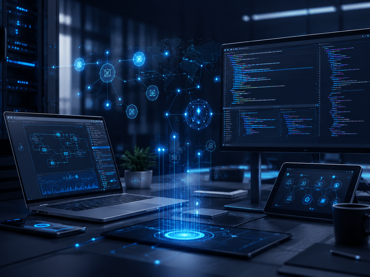 Moderne IT-Arbeitsumgebung mit Visualisierung